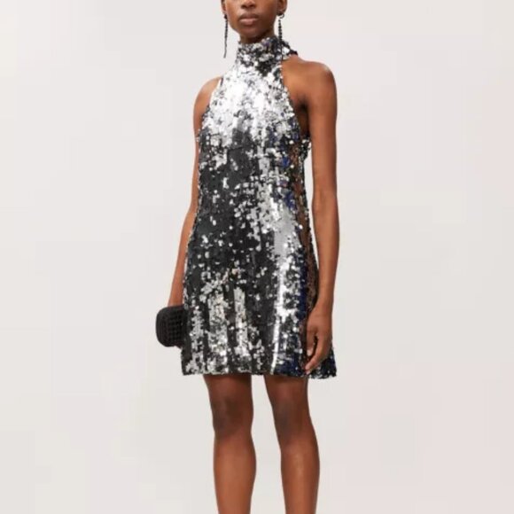 NWT Zara Knit Ombre Sequin Halter Dress size M - Picture 1 of 14